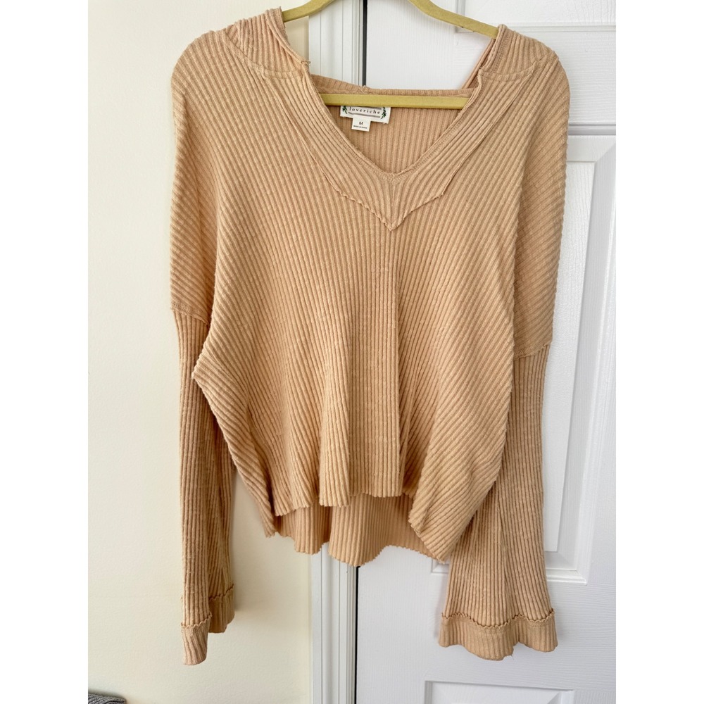 Love Riche Cozy Knit Distressed Hoodie Pullover Top M‎
